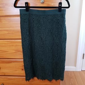 Dressy lace forest green pencil skirt size 4
